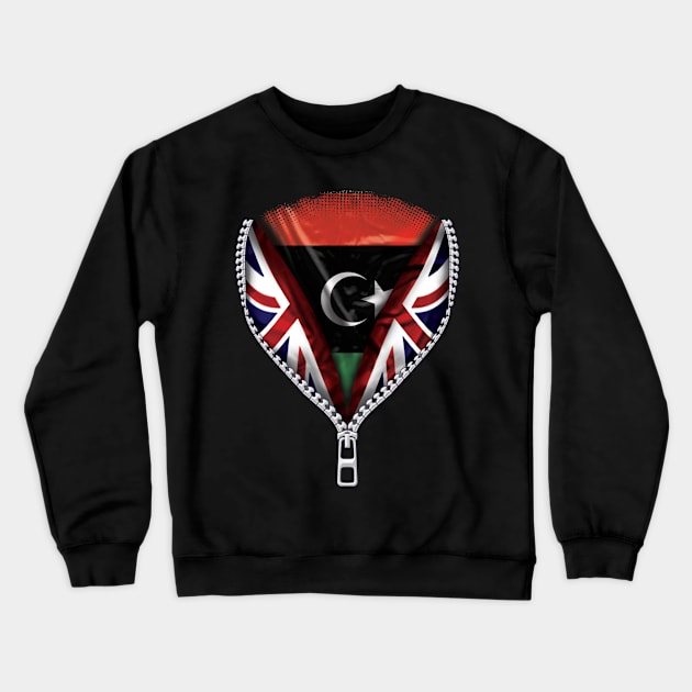 Libyan Flag  Libya Flag zipped British Flag - Gift for Libyan From Libya Crewneck Sweatshirt by Country Flags